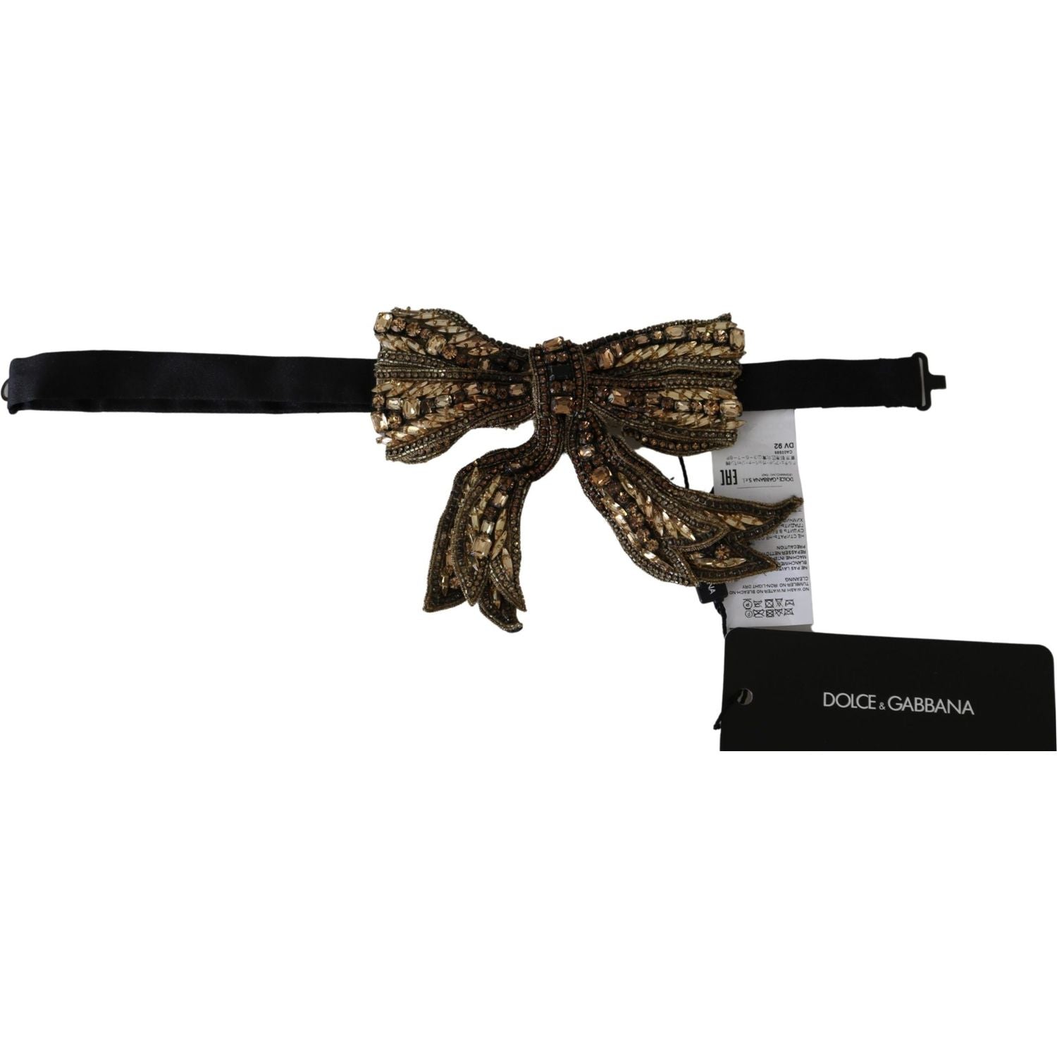 Dolce & Gabbana Gold Crystal Beaded Sequined 100% Silk Catwalk Necklace