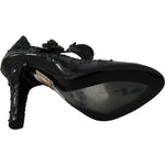 Dolce & Gabbana Black Floral Crystal CINDERELLA Heels Shoes