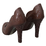 Dolce & Gabbana Brown Floral Crystal Heels CINDERELLA Shoes