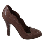 Dolce & Gabbana Brown Floral Crystal Heels CINDERELLA Shoes
