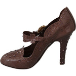 Dolce & Gabbana Brown Floral Crystal CINDERELLA Heels Shoes