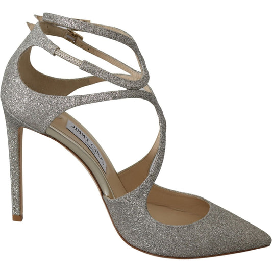 Jimmy Choo Platinum Ice Lancer Leather Pumps - Elegance Refined Jimmy Choo Dim Gray