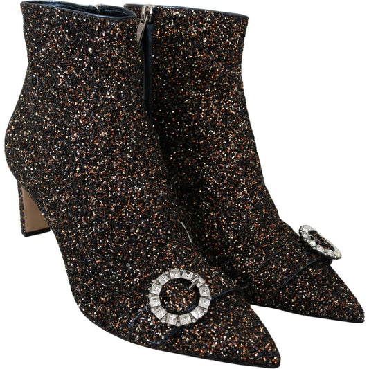 Jimmy Choo Amethyst Mix Hanover Heeled Glitter Boots Jimmy Choo Black
