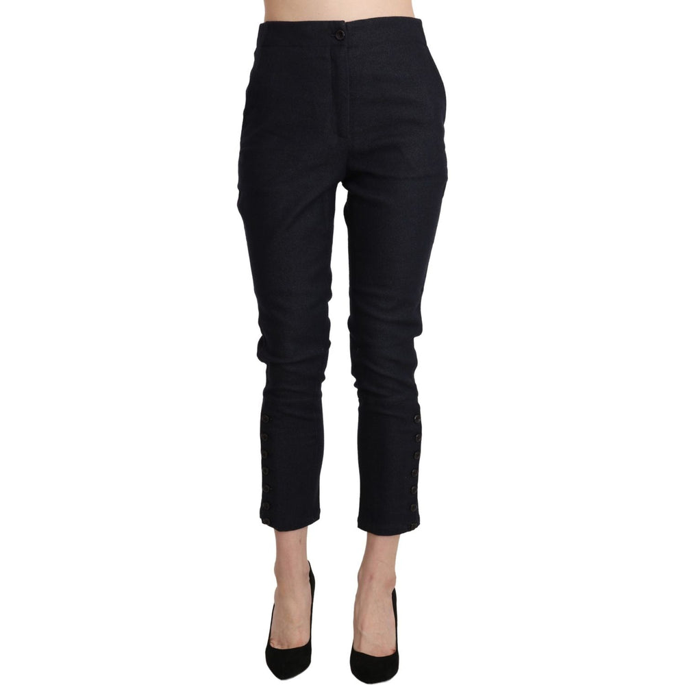 Ermanno Scervino Black High Waist Capri Cropped Cotton Pants PAN71131-40