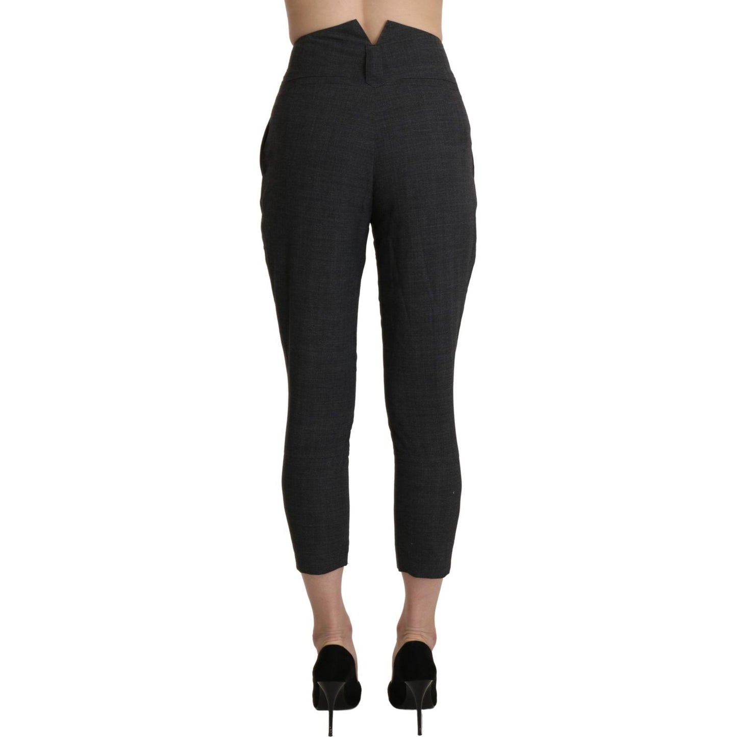 Ermanno Scervino Gray High Waist Capri Cropped Cotton Pants PAN71137-38