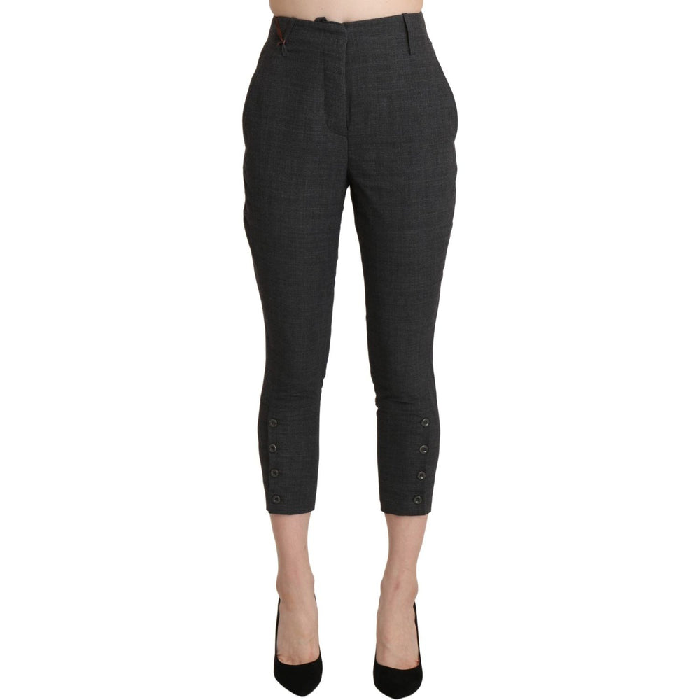 Ermanno Scervino Gray High Waist Capri Cropped Cotton Pants PAN71137-38