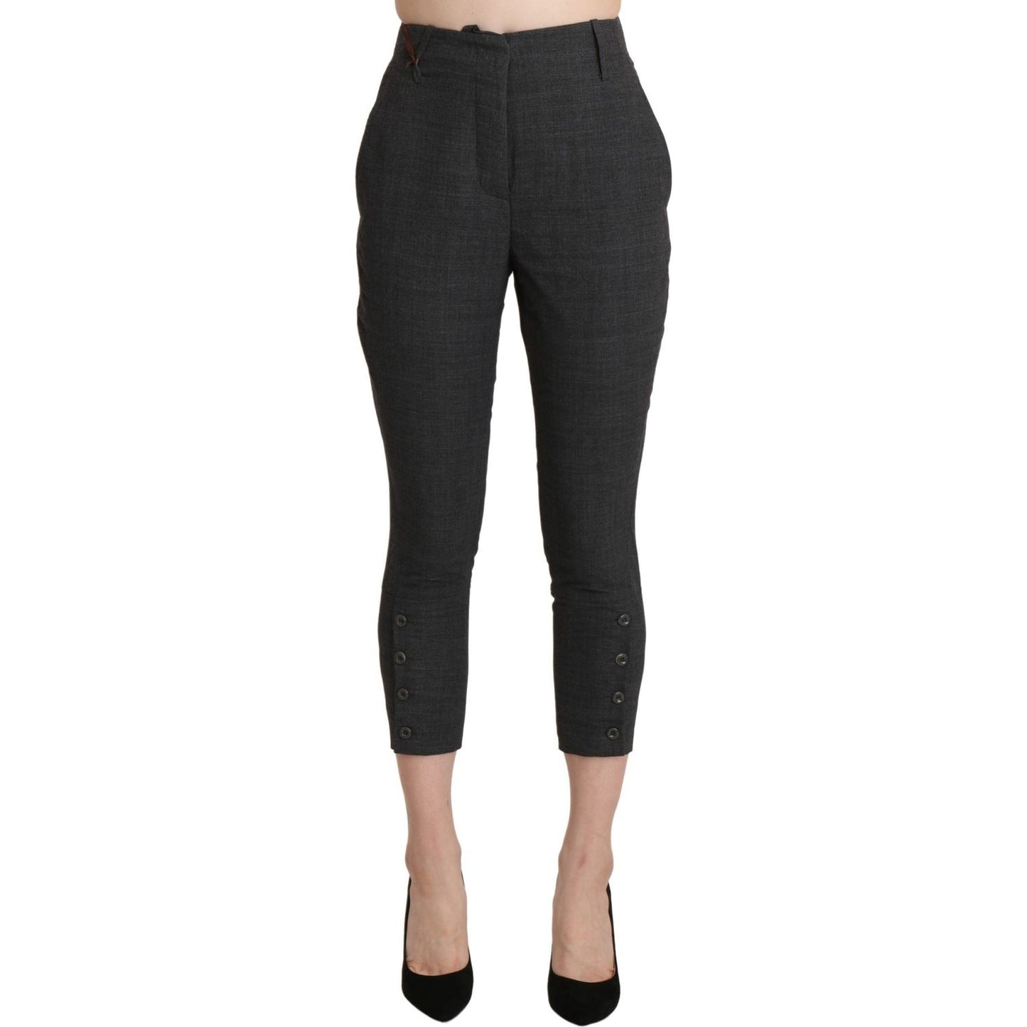 Ermanno Scervino Gray High Waist Capri Cropped Cotton Pants PAN71137-38