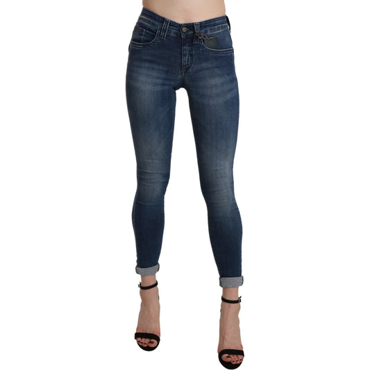 Ermanno Scervino Chic Blue High Waist Cropped Jeans Ermanno Scervino Dark Slate Gray