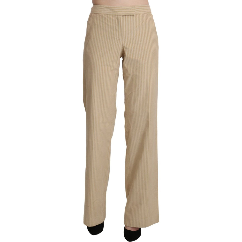 Ermanno Scervino Beige High Waist Flared Wide Leg Trouser Pants Jeans & Pants