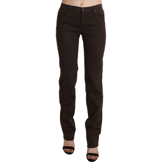 Ermanno Scervino Chic Brown Mid Waist Skinny Trousers Ermanno Scervino Black