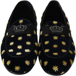 Dolce & Gabbana Blue Velvet Crown Slippers Loafers Shoes MV3485-39