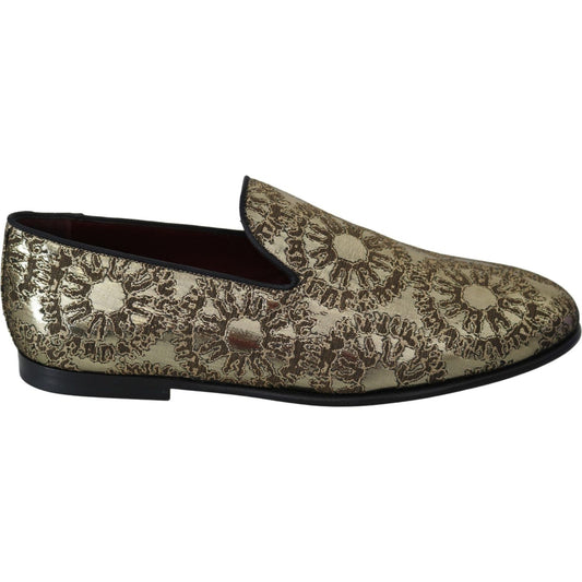 Dolce & Gabbana Gold Bordeaux Loafers Slides Dress Shoes Dolce & Gabbana Dark Slate Gray