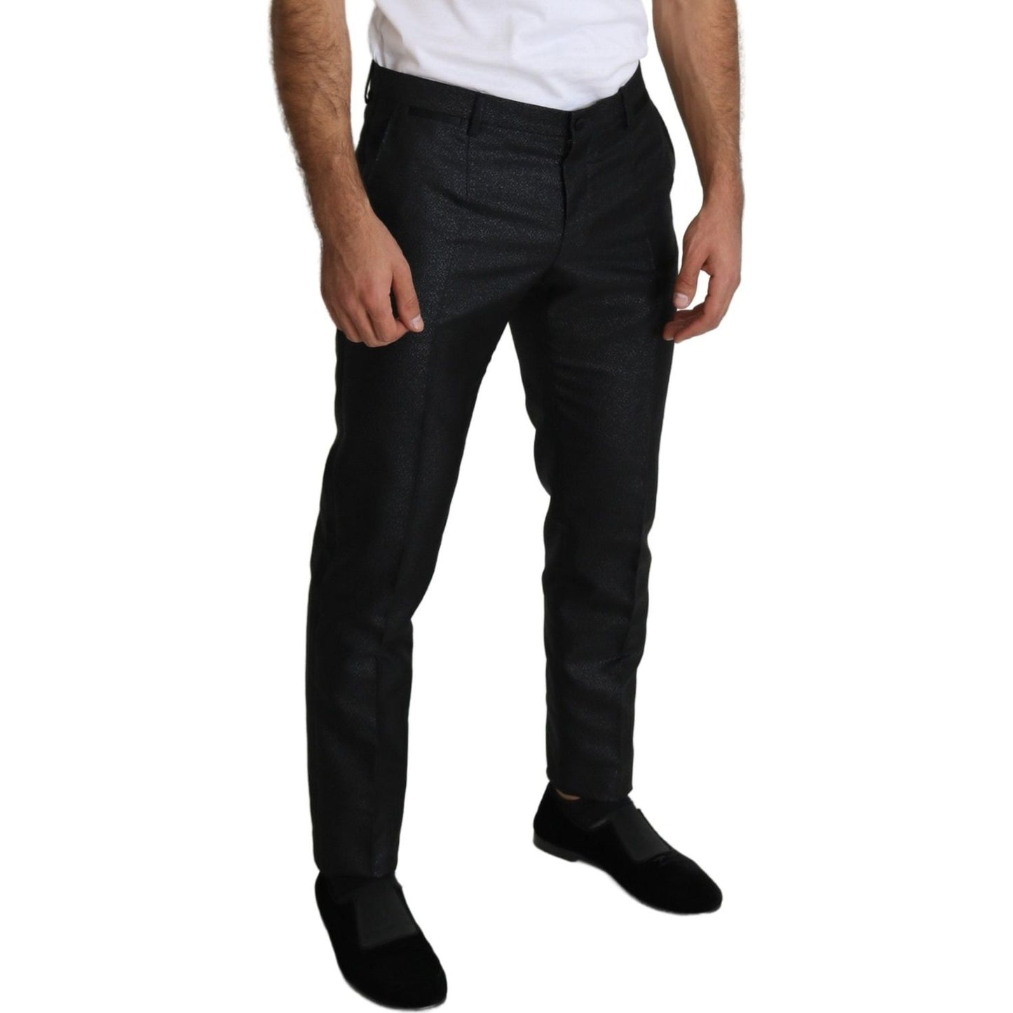 Dolce & Gabbana Black Metallic Skinny Trouser Dress Jeans & Pants