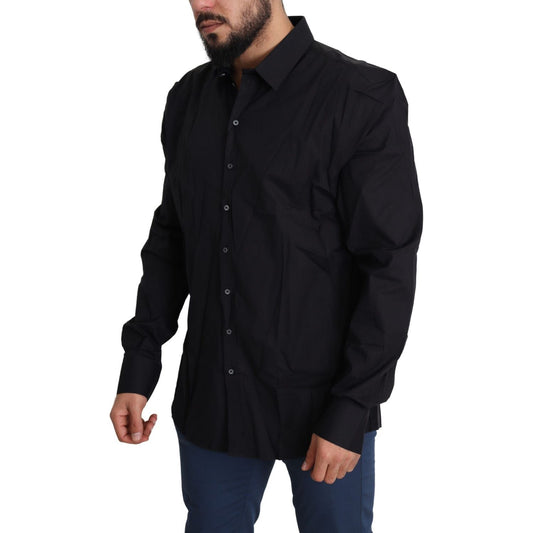 Dolce & Gabbana Elegant Slim Fit Black Dress Shirt Dolce & Gabbana Black