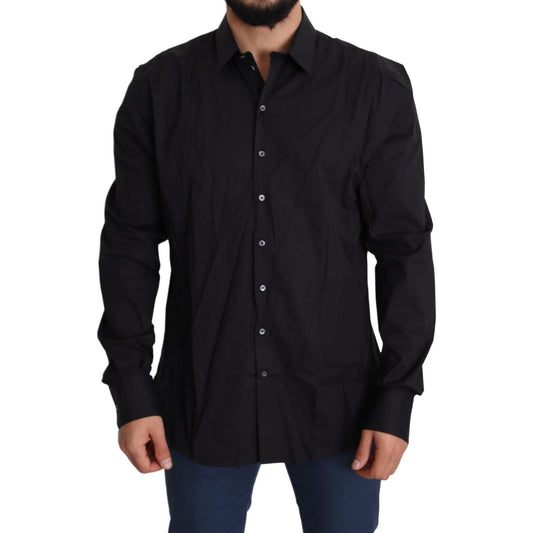 Dolce & Gabbana Elegant Slim Fit Black Dress Shirt Dolce & Gabbana Black