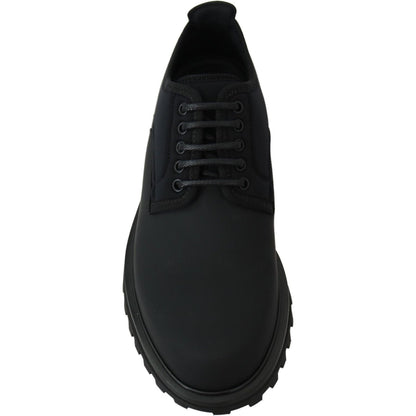 Dolce & Gabbana Black Rubberized Calfskin Chunky Derby Vulcano Shoes