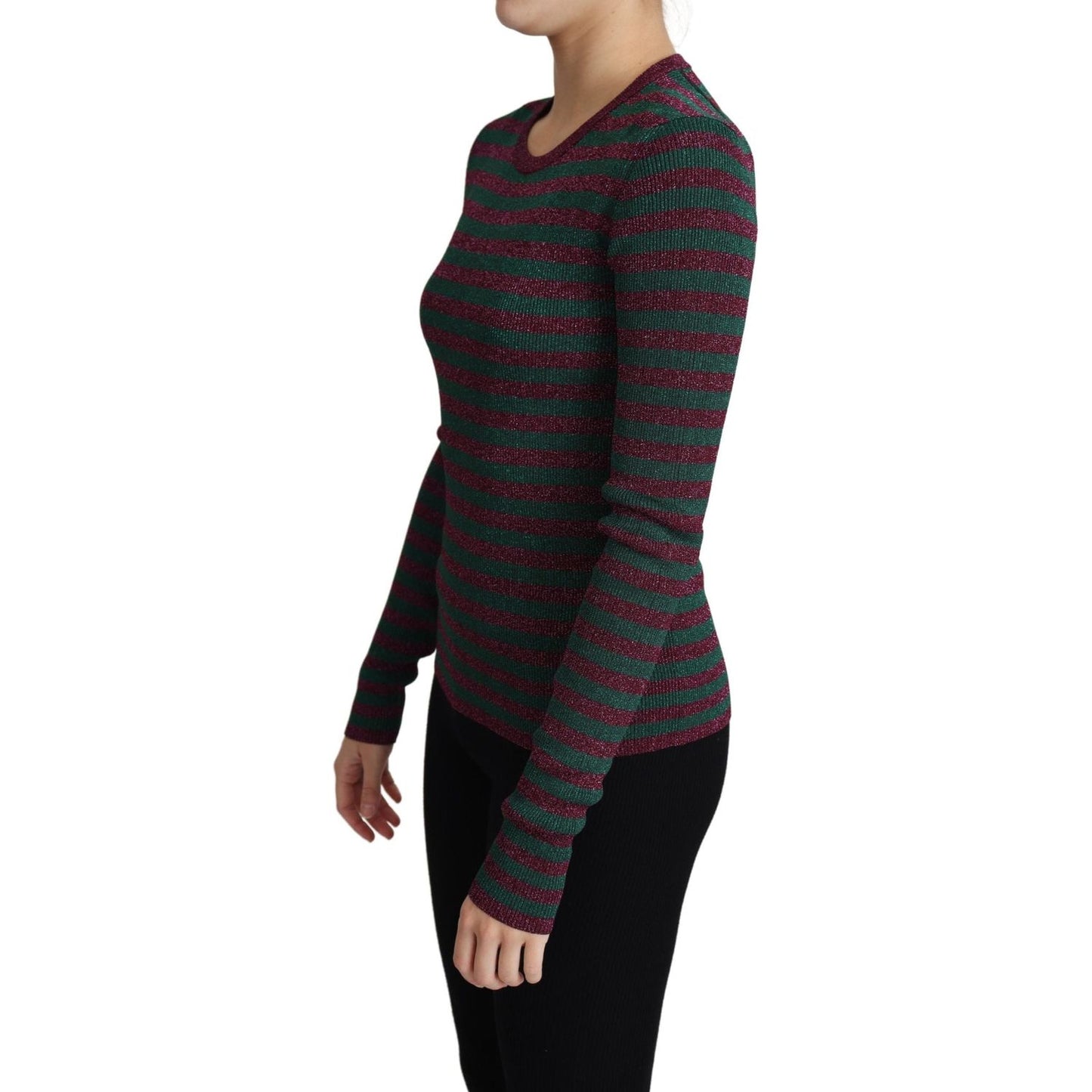 Dolce & Gabbana Multicolor Stripes Crew Neck Pullover Sweater