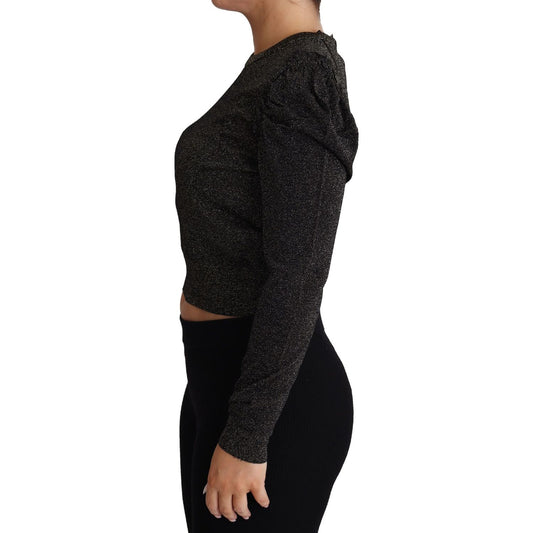 Dolce & Gabbana Elegant Cropped Sweater with Logo Detail Dolce & Gabbana Black