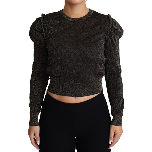 Dolce & Gabbana Elegant Cropped Sweater with Logo Detail Dolce & Gabbana Black
