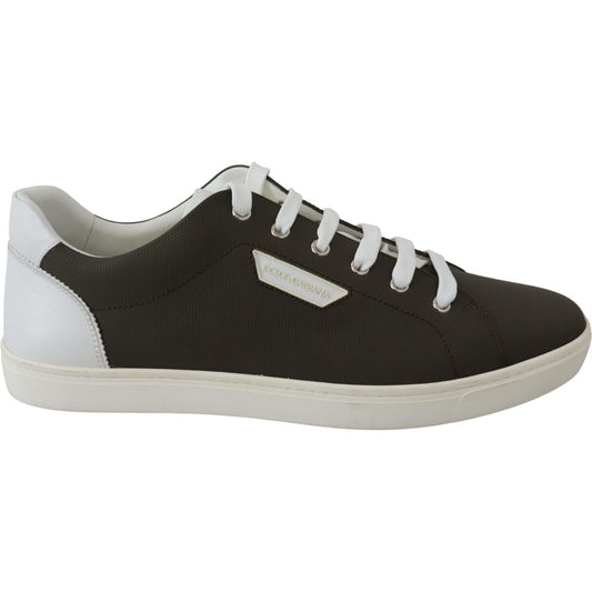 Dolce & Gabbana Sleek White Leather Low Top Sneakers Dolce & Gabbana Dark Slate Gray