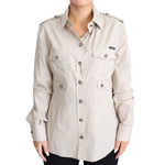 Dolce & Gabbana Beige Poplin Safari Fitted Pocket Shirt Top