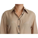 Dolce & Gabbana Beige Silk Shirt Decorative Buttons Top