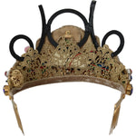 Dolce & Gabbana Gold Brass Floral Crystals LED Lights Crown Tiara Diadem Diadem