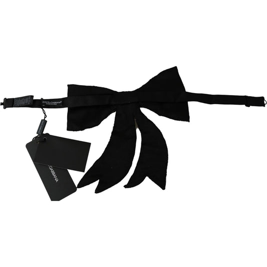 Dolce & Gabbana Silver-Tone Silk Crystal Bow Tie Bow Tie Dolce & Gabbana Black