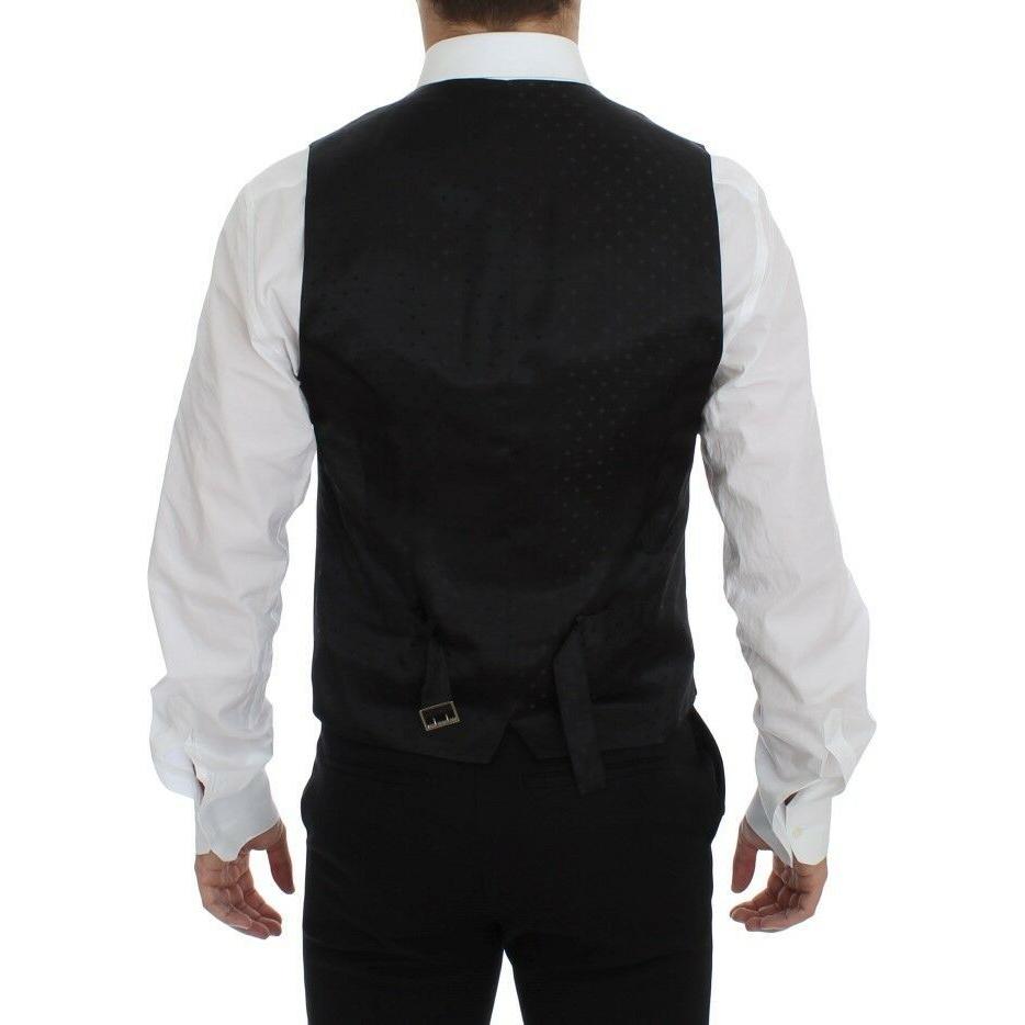 Dolce & Gabbana Black Wool Logo Dress Gilet Vest
