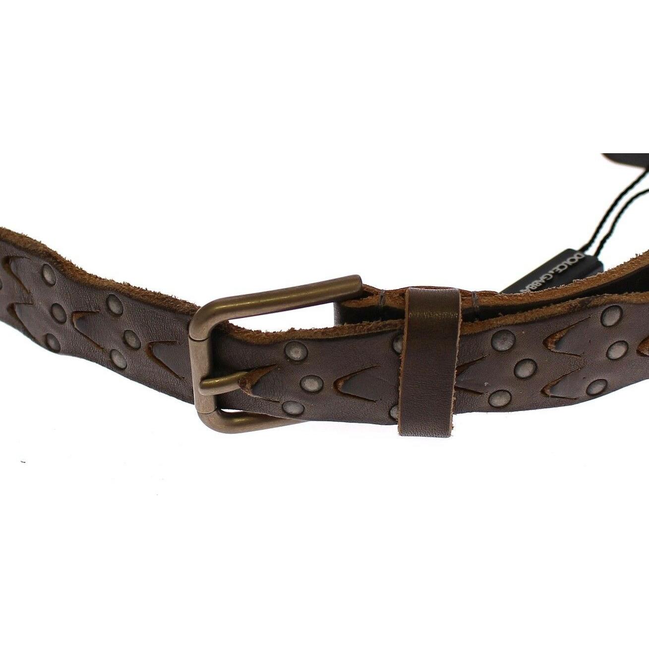 Dolce & Gabbana Brown Leather Logo Cintura Gürtel Belt Belt