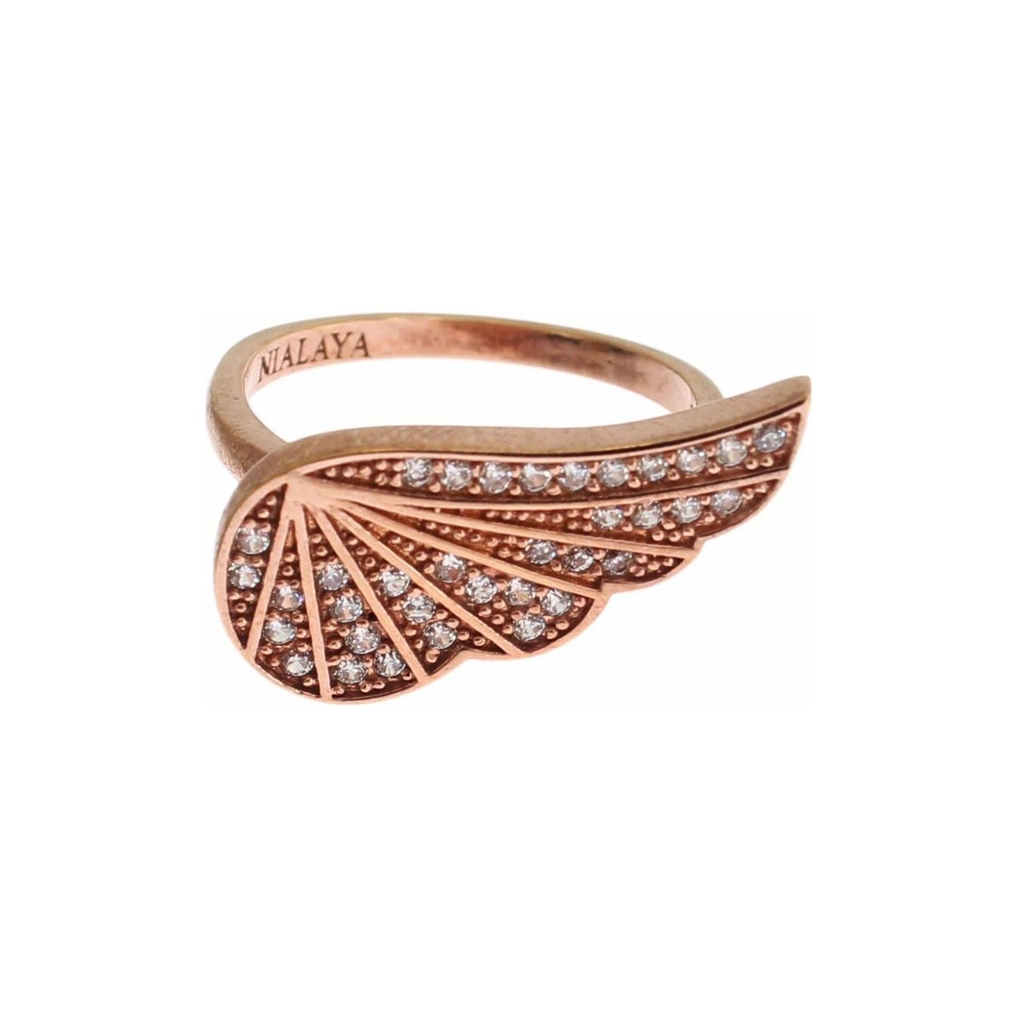 Nialaya Pink Gold 925 Silver Womens Clear CZ Ring Ring
