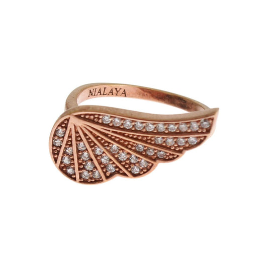 Nialaya Elegant Pink Gold CZ Crystal Ring Ring Nialaya Rosy Brown