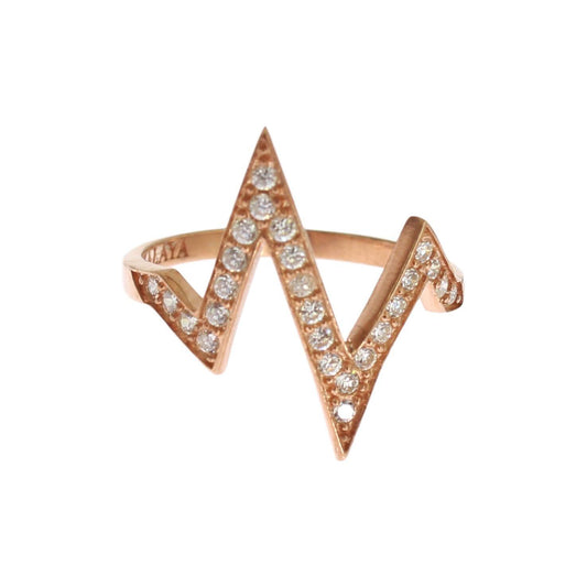 Nialaya Elegant Pink Crystal Encrusted Silver Ring Ring Nialaya Rosy Brown