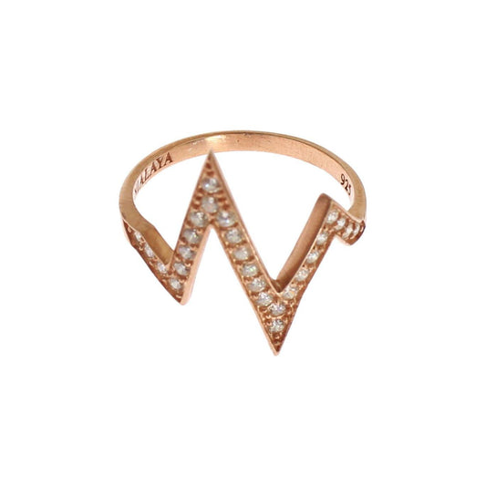 Nialaya Elegant Pink Crystal Encrusted Silver Ring Ring Nialaya Rosy Brown