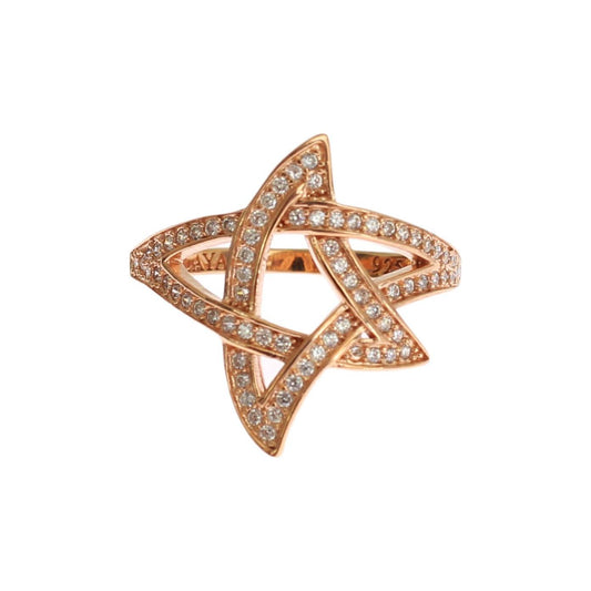 Nialaya Pink Gold Plated Silver CZ Crystal Ring Ring Nialaya Rosy Brown