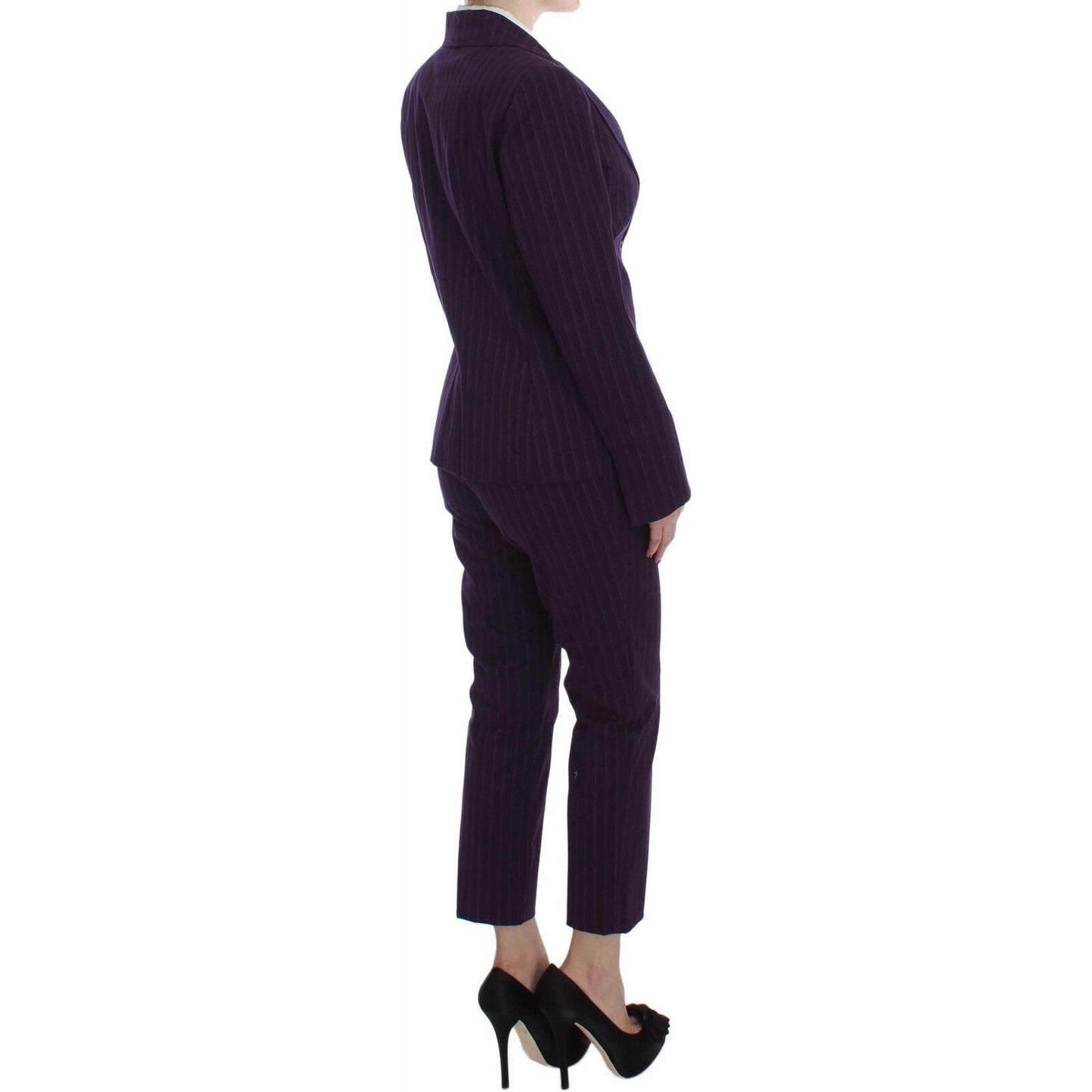BENCIVENGA Purple Striped Stretch Coat Blazer Pants Suit