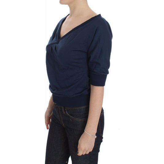 Exte Elegant Deep V-Neck Sweater in Blue Exte Dark Slate Gray