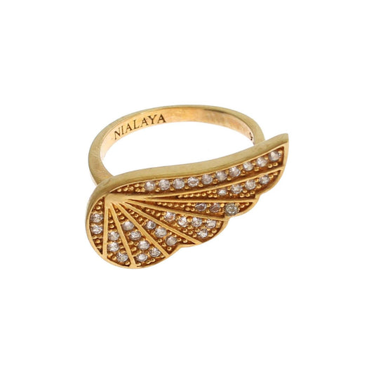 Nialaya Glamorous Gold Plated Crystal Ring Ring Nialaya Dark Khaki