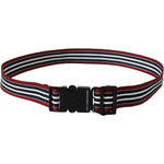 Costume National Maroon Black Stripe Silver Black Buckle Belt Belt