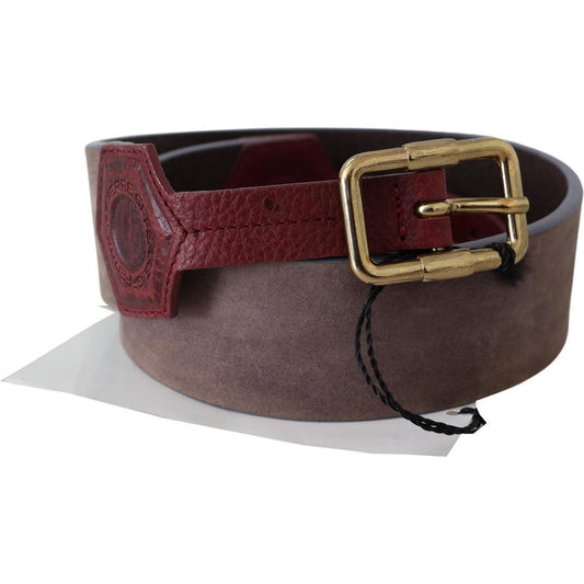 GF Ferre Elegant Brown Leather Belt with Gold Buckle Belt GF Ferre Dark Slate Gray