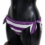 Dolce & Gabbana Purple White Stripes Beachwear Bikini Bottom