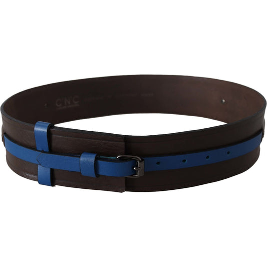 Costume National Elegant Brown Leather Belt with Blue Lining Belt Costume National Dark Slate Gray