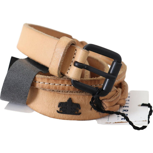Scervino Street Elegant Brown Leather Fashion Belt Belt Scervino Street Dim Gray