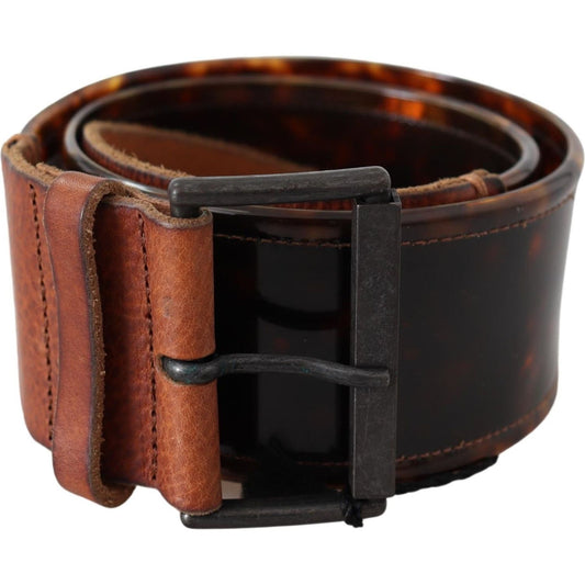 Ermanno Scervino Elegant Dark Brown Leather Belt with Vintage Buckle WOMAN BELTS Ermanno Scervino Black