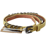 John Galliano Yellow Leather Luxury Slim Buckle Fancy Belt Belt