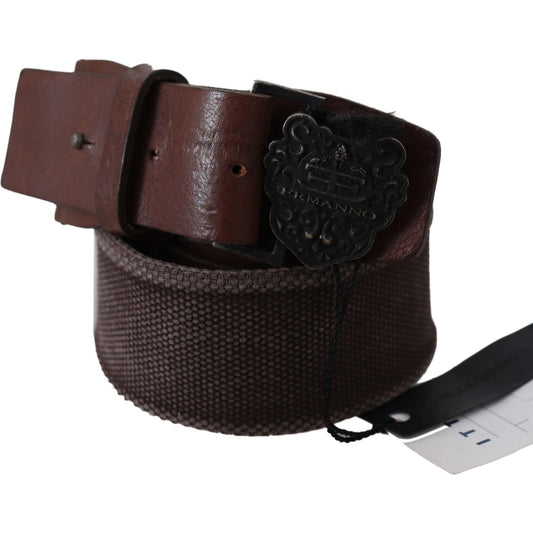 Ermanno Scervino Classic Dark Brown Leather Belt with Logo Buckle Belt Ermanno Scervino Black
