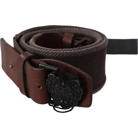 Ermanno Scervino Classic Dark Brown Leather Belt with Logo Buckle Belt Ermanno Scervino Dark Slate Gray
