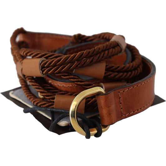 Scervino Street Elegant Braided Leather Belt in Dark Brown Belt Scervino Street Dark Slate Gray
