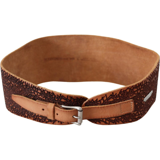 Scervino Street Elegant Brown Leather Fashion Belt Belt Scervino Street Sienna