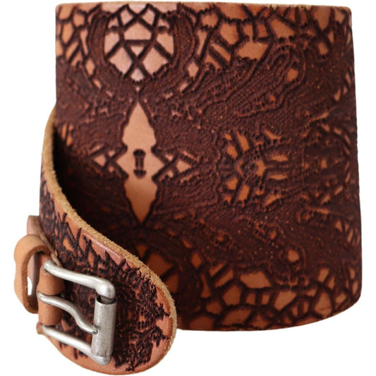Scervino Street Elegant Brown Leather Fashion Belt Belt Scervino Street Dark Slate Gray
